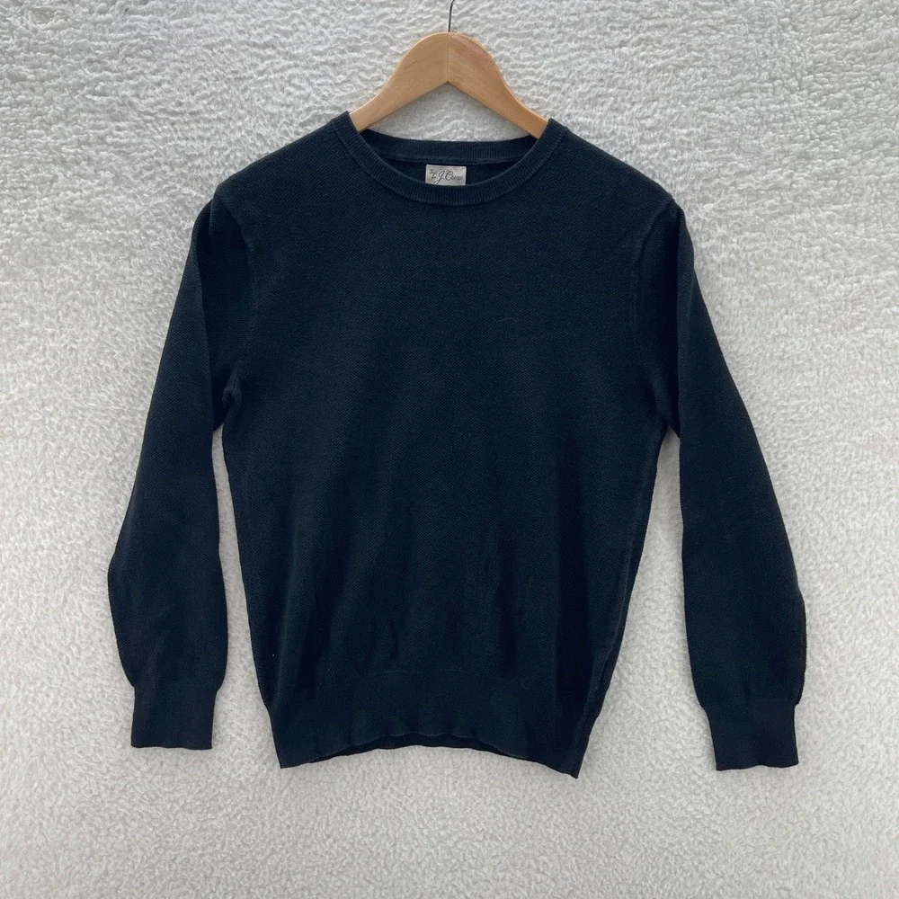J Crew Shirt Mens Small Black Waffle Knit Thermal Long Sleeve Preppy Y2K Casual